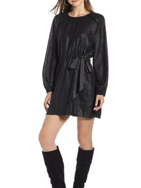 Something Navy Sequin Raglan Minidress Black Size Medium